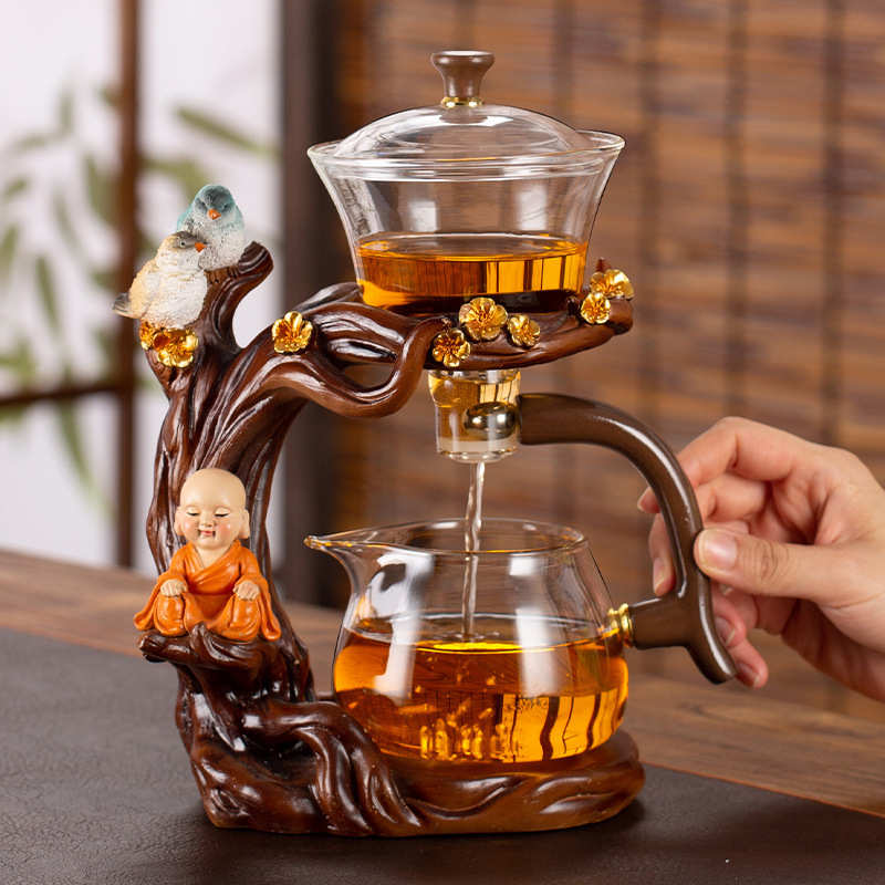 半自动懒人茶具套装家用功夫泡茶器轻奢高档办公室会客玻璃茶壶