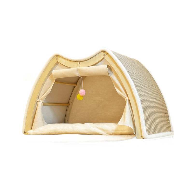 猫帐篷剑麻猫抓板一体耐磨超大四季通用狗窝猫别墅实木封闭式猫窝