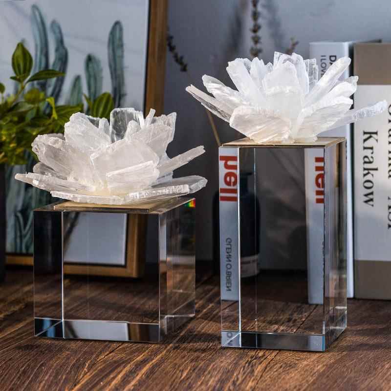 新球摆花间件天然晶石水晶饰品进门厅客样板桌面现代简约2707轻奢