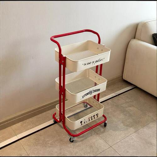 Multi-layer kitchen storage rack on wheels, suitable for org