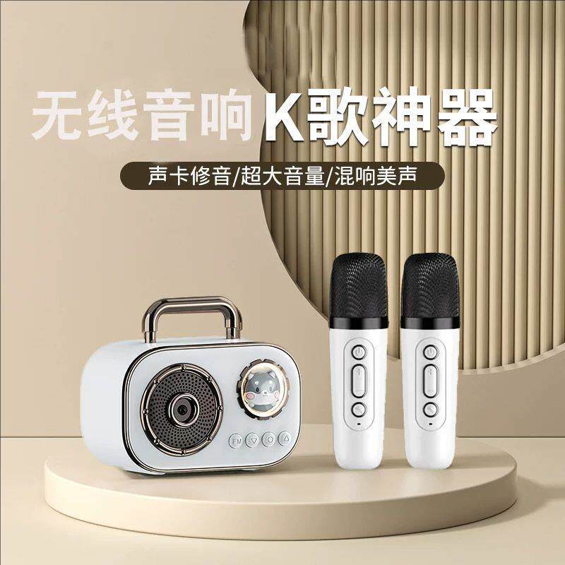 单双麦话筒一体式蓝牙音响家庭唱歌迷你户外便携高品质插卡小音箱