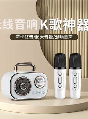 单双麦话筒一体式蓝牙音响家庭唱歌迷你户外便携高品质插卡小音箱