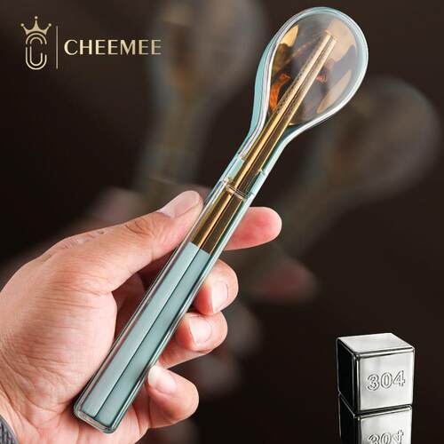 CHEEMEE可携式折叠餐具304不锈钢可清洗高档男士女士通用口袋式可