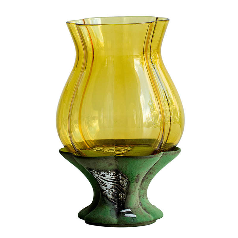 昌朴居老岩泥湖绿梅花锔钉灯具中式茶台配件烛台茶道摆件家用底座