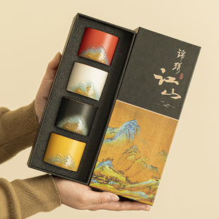 锦绣江山陶瓷个人杯主人杯办公室家用喝茶公司企业伴手礼可制logo