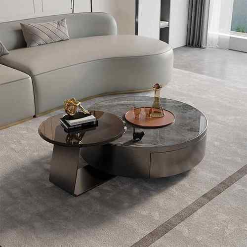 现代轻奢意式岩板不锈钢带抽屉客厅极简玻璃边几网红组合新款边几