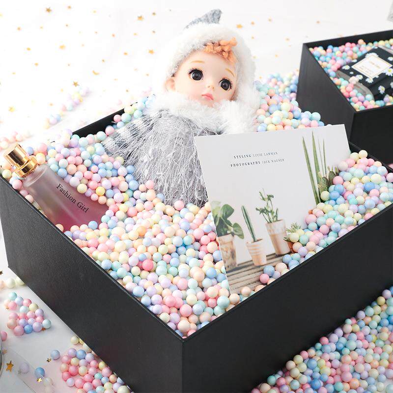 流礼盒填充物泡沫球马卡龙彩色圆形颗粒手工圣诞礼物盒子装饰