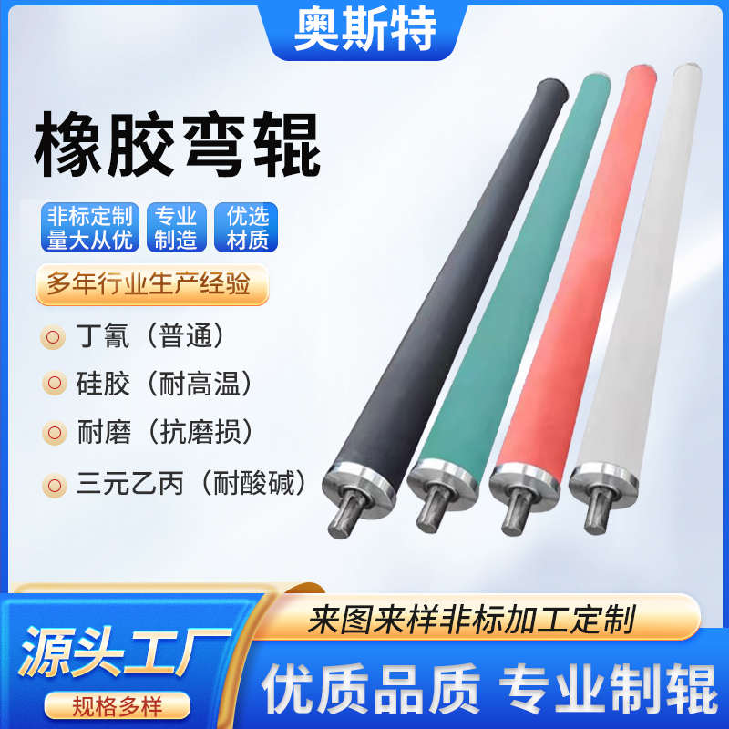橡胶弯辊弧形展平辊导布辊弓形辊除皱辊包胶辊舒展辊纺织胶辊厂家