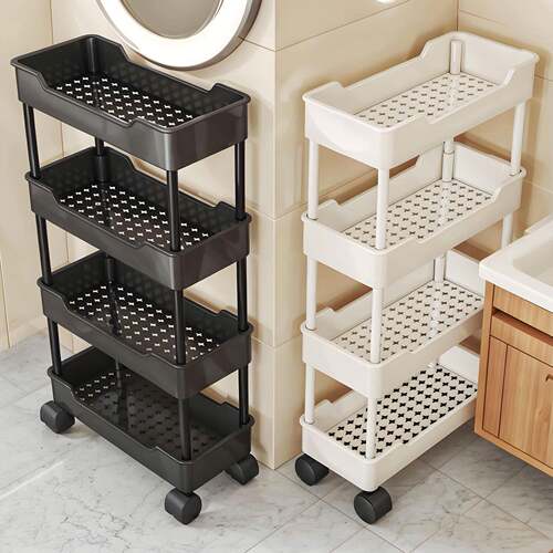 No-drill storage rack for the bathroom, a multi-layer cart t