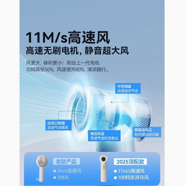 向物迷你手持小风扇便携式充电超强高速户外学生可爱夏天降温神器