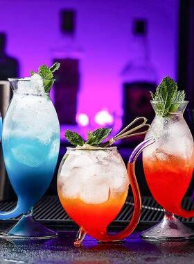 小鸟形状的杯子创意吸血鬼玻璃杯自带吸管一体式创意红酒杯果汁杯