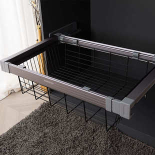 东派定制衣柜全伸缩裤架家用铝合金藤篮衣帽间阻尼裤架厂家直销