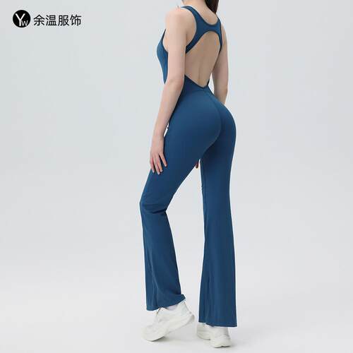 Tight yoga suit jumpsuit with hollowed out back and
