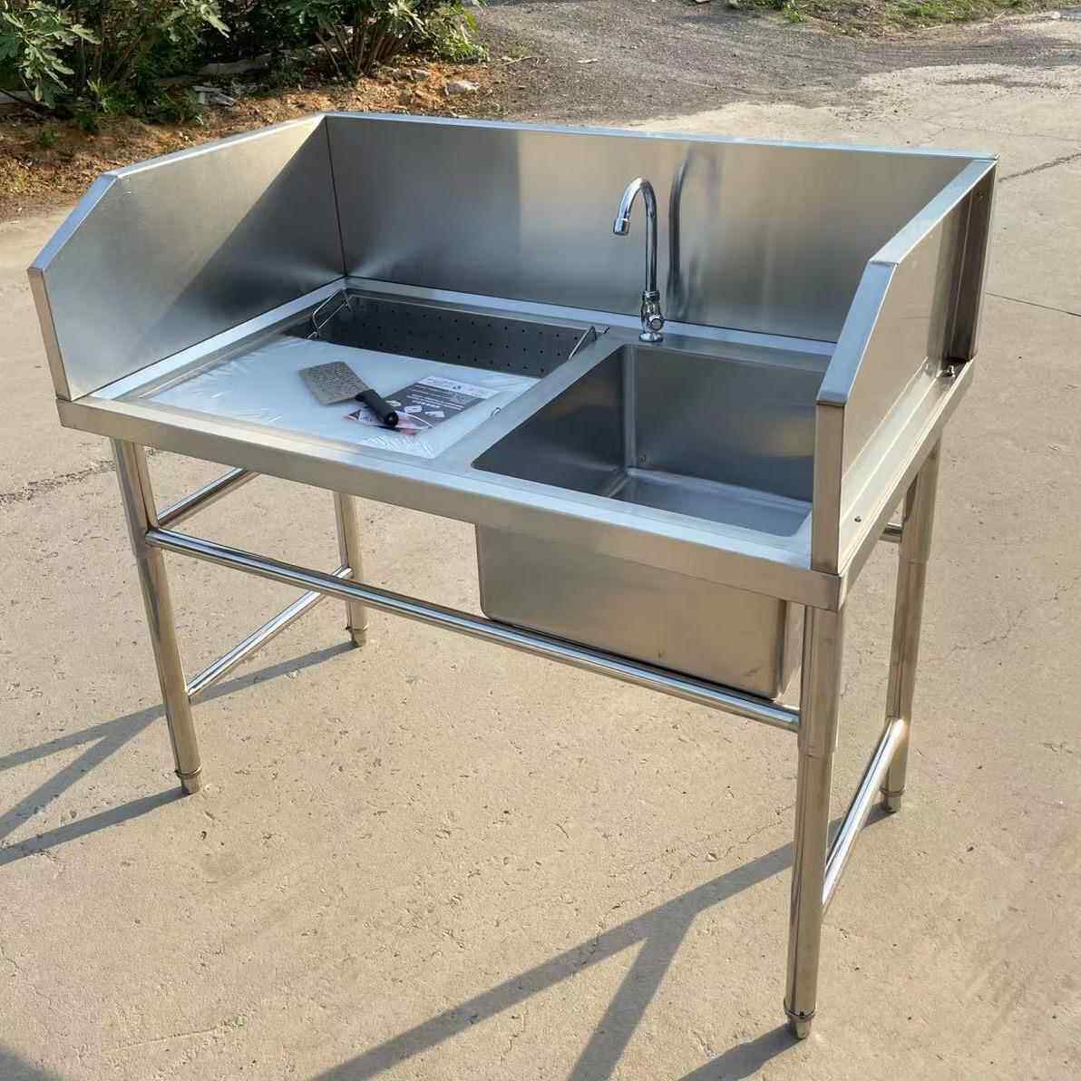 不锈钢超市杀ZZN台屠宰水鱼果切配台鸭宰杀台刨鸡鱼台水槽收操作