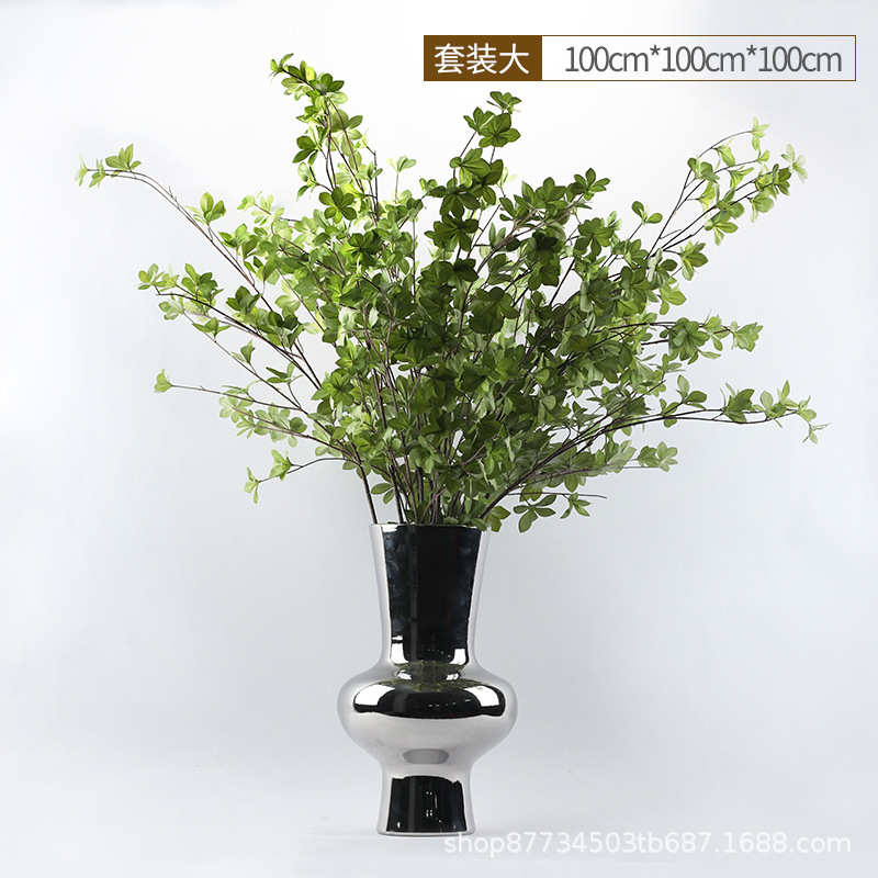 装饰品装吊钟仿真酒店花艺花瓶摆件银色软电镀现代样板房桌面简约