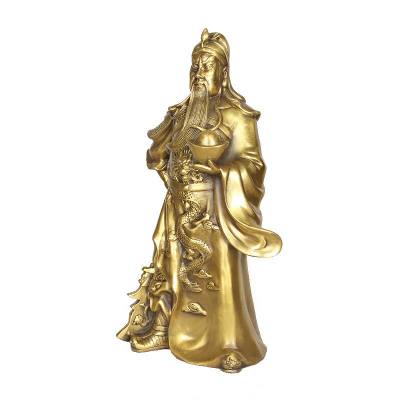 杨铜记 铜器 铜关公 立关帝摆件工艺品 托元宝关公