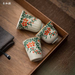 复古风家用品茗杯主人釉下彩单杯喝茶杯 手绘茶杯功夫茶具陶瓷日式