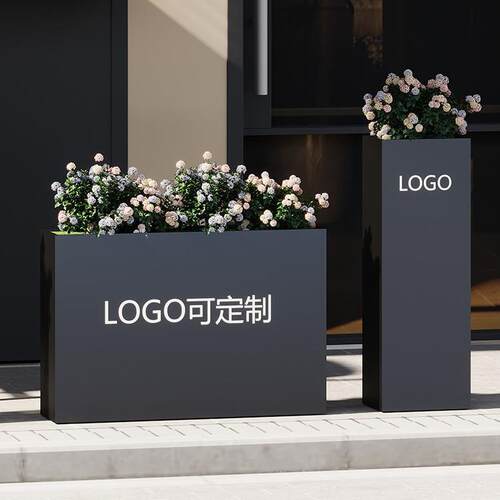 高档花箱户外不锈钢花槽长方形花坛成品铁艺花箱组合户外花箱