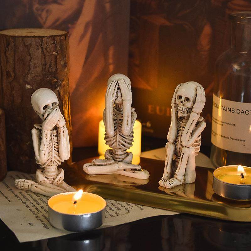 乔迁之喜装饰摆件高级感客厅万圣节鬼节套三不看不听骷髅装饰品恐,家居饰品,装饰摆件,淘宝优惠券,粉丝福利购,淘宝优惠卷
