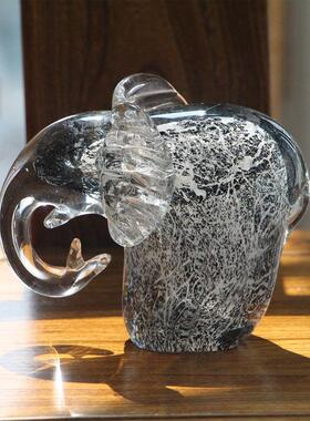 北欧风格玻璃大象手工琉璃艺术品家居装饰动物摆件创意吉象小礼物