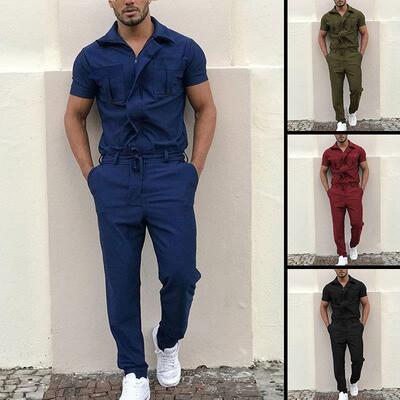 Men's pants jumpsuit, waist belt, workwear