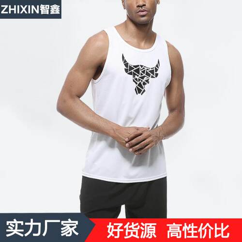 Men's Bull Head Print Round Neck Tank Top