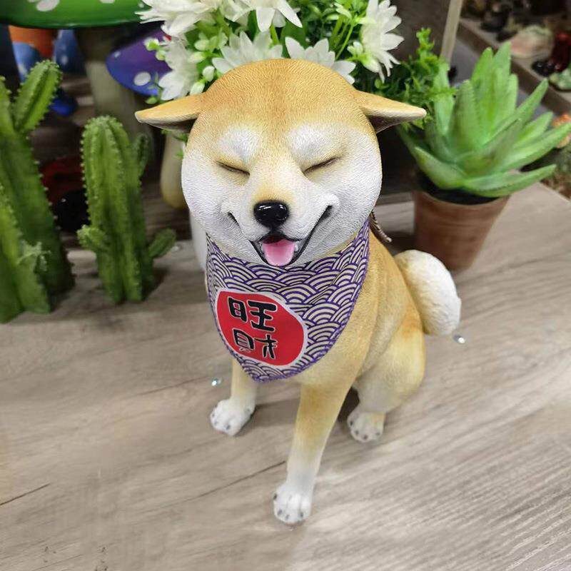 跨境热销狗仿真狗树脂摆件室内桌物面可送爱小动犬类桌面装饰工艺