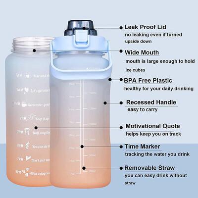 Sports Water Bottle for Running Drinking Bottle 2L Motivatio