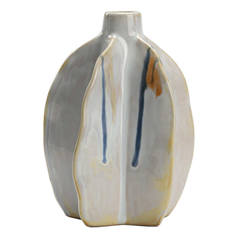 乐梦 白色流釉杨桃花瓶高级感装饰摆件客厅厨房插花家居软装饰品