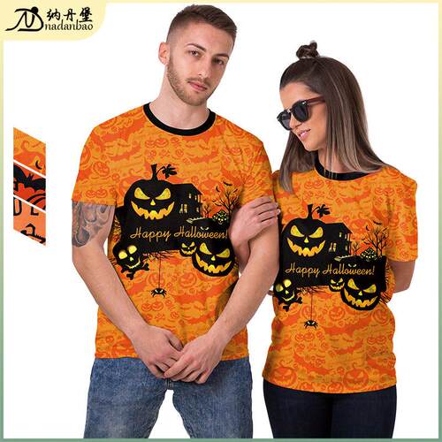 Halloween Women T-Shirt Cartoon Pumpkin Casual Couple