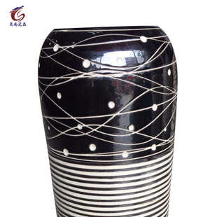 黑色花瓶景德镇陶瓷工艺品 家居饰品摆件落地大花瓶礼品干花