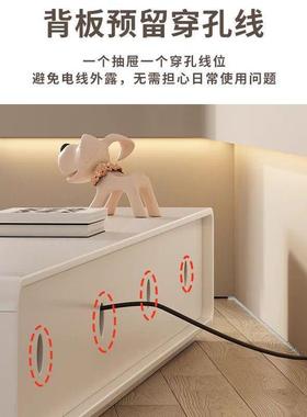 圆法厅式奶油风白电视角柜简约代茶几组合客家用小户型现落地CIG