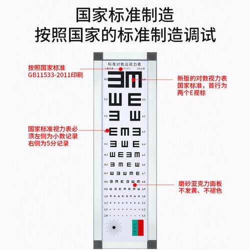 远燕标准对数视力表灯箱薄款LED5米2.5米E字家用幼儿园成人测视力