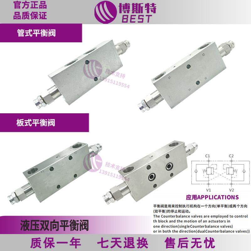 油缸双向液压平衡阀工程吊车液压锁油泵板式管式溢流阀双向锁油缸