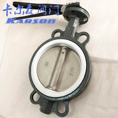 夹厂家直销D71FP-柄16C手动DN10四氟不锈钢3040板 手对蝶阀