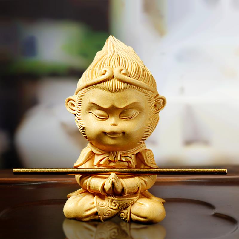 神话人物悟空黄杨木雕摆件手把件家居装饰汽车人齐天大圣汽车摆件