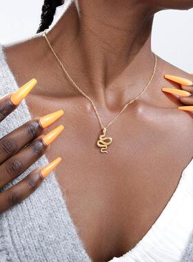 哥特蛇吊坠项炼为妇女不锈钢金P