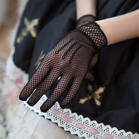 lolita洋装袖套复古哥特绑带礼服蕾丝婚纱手袖手套少女网眼短手套