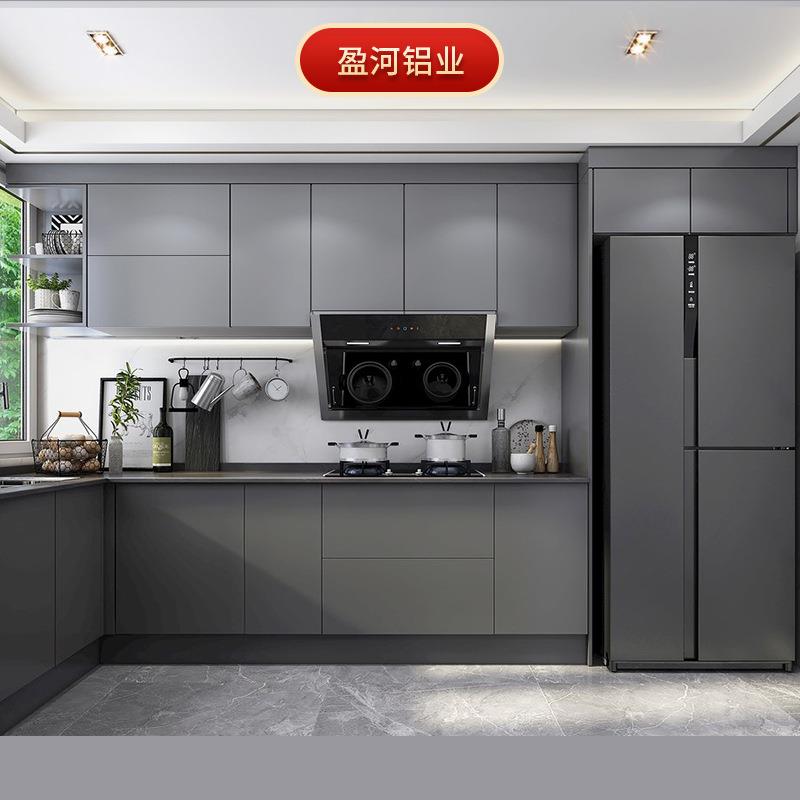 客厅铝合金玄关柜餐厅双门玻璃带感应灯储物柜 酒柜储物柜一体柜