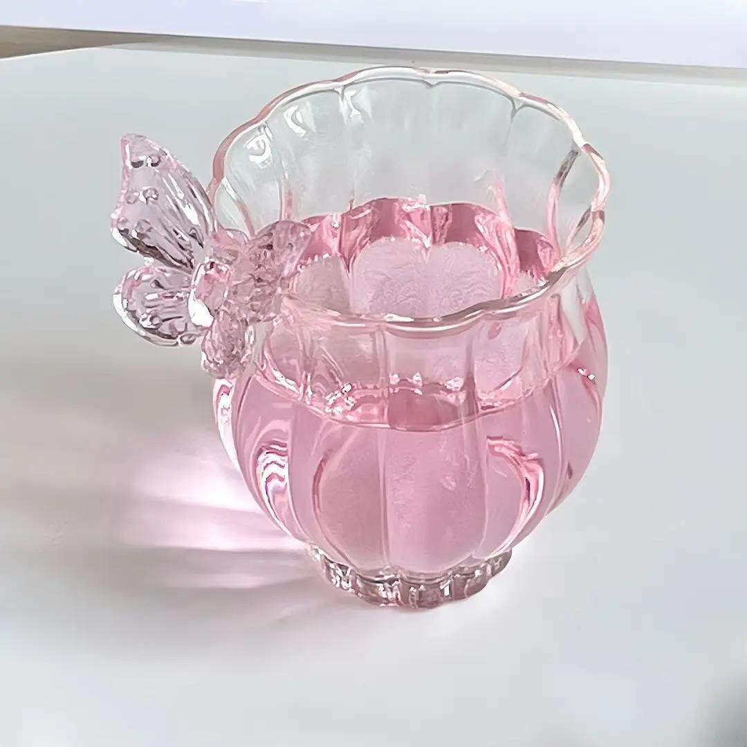 蝴蝶茶杯荷花水仙杯高硼硅酸盐玻璃果汁杯奶茶杯茶壶茶具