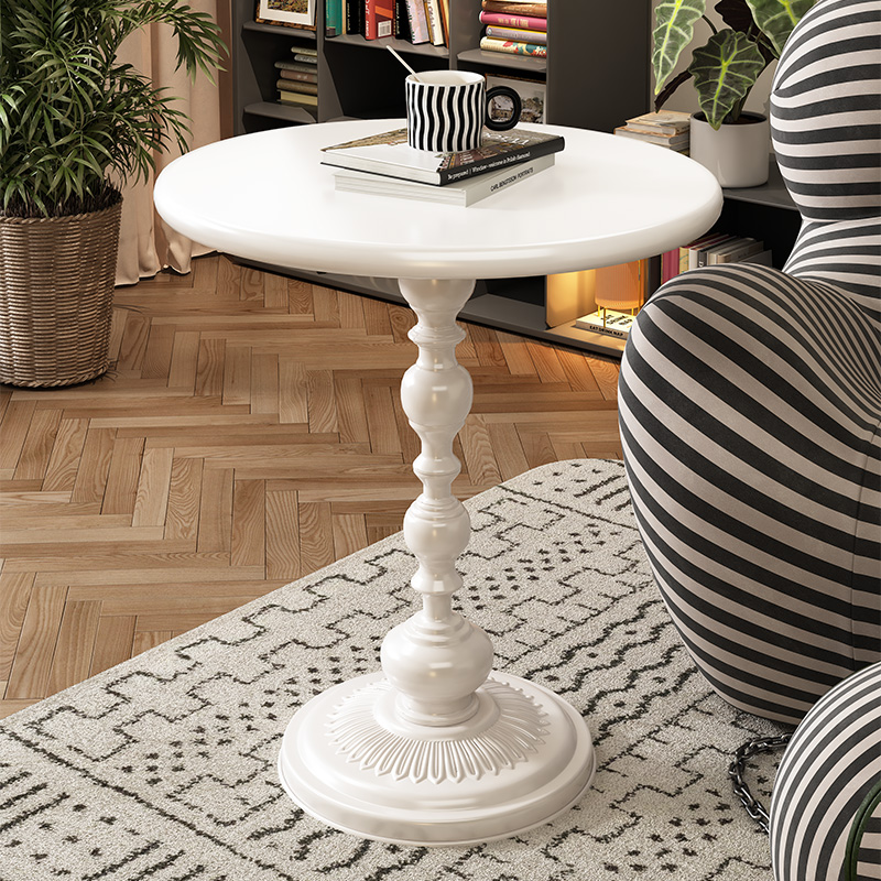 法式复古床头柜子铁艺置物架出租房卧室窄缝创意小圆桌子茶几边几