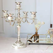 ktv金属镀银 蜡烛台五头款 酒店烛台合金家居欧式 镀金合金经典