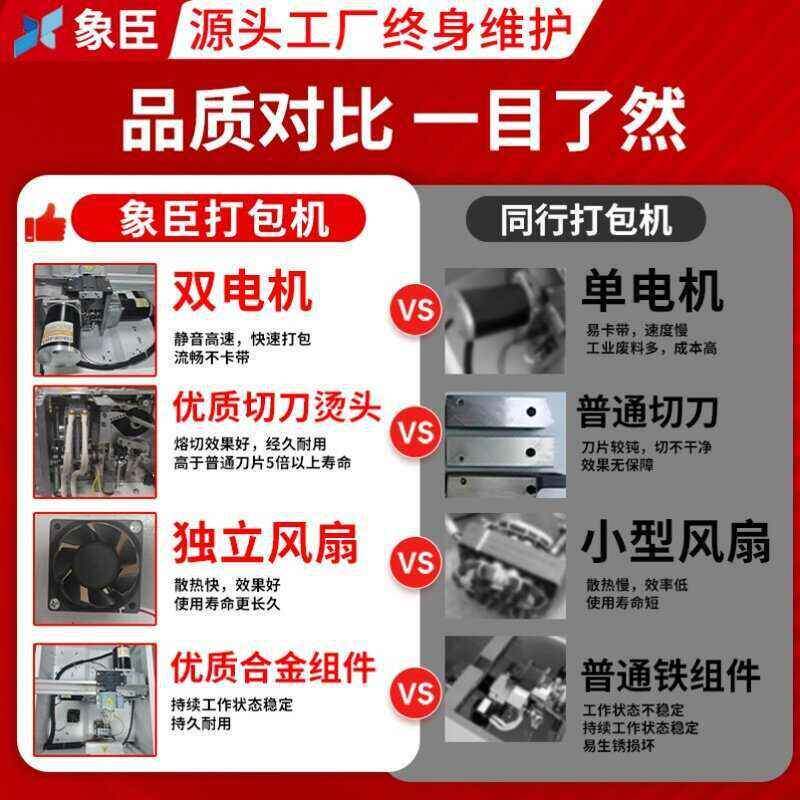 自动打包捆扎机26年新款象臣全自动半机捆扎带收紧一体纸箱封箱机
