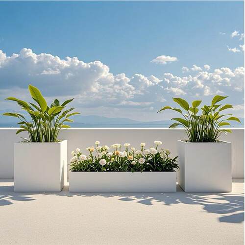 户外不锈钢花箱阳台种植箱广场商业街长方形花坛铁艺成品花槽