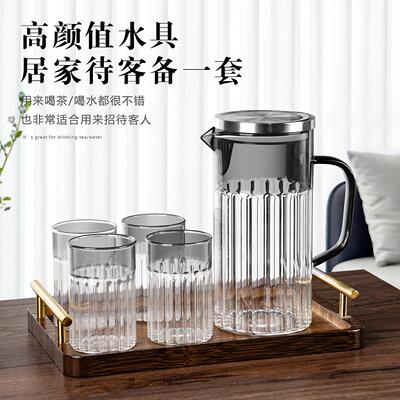 玻璃杯套装家用客厅泡绿茶水杯待客喝水杯子彩色茶杯一人一色专用