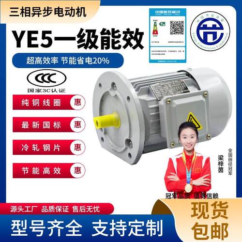 国标全铜YE5一级能效节能三相异步电机380V5.5/7.5/11/15/18.5W