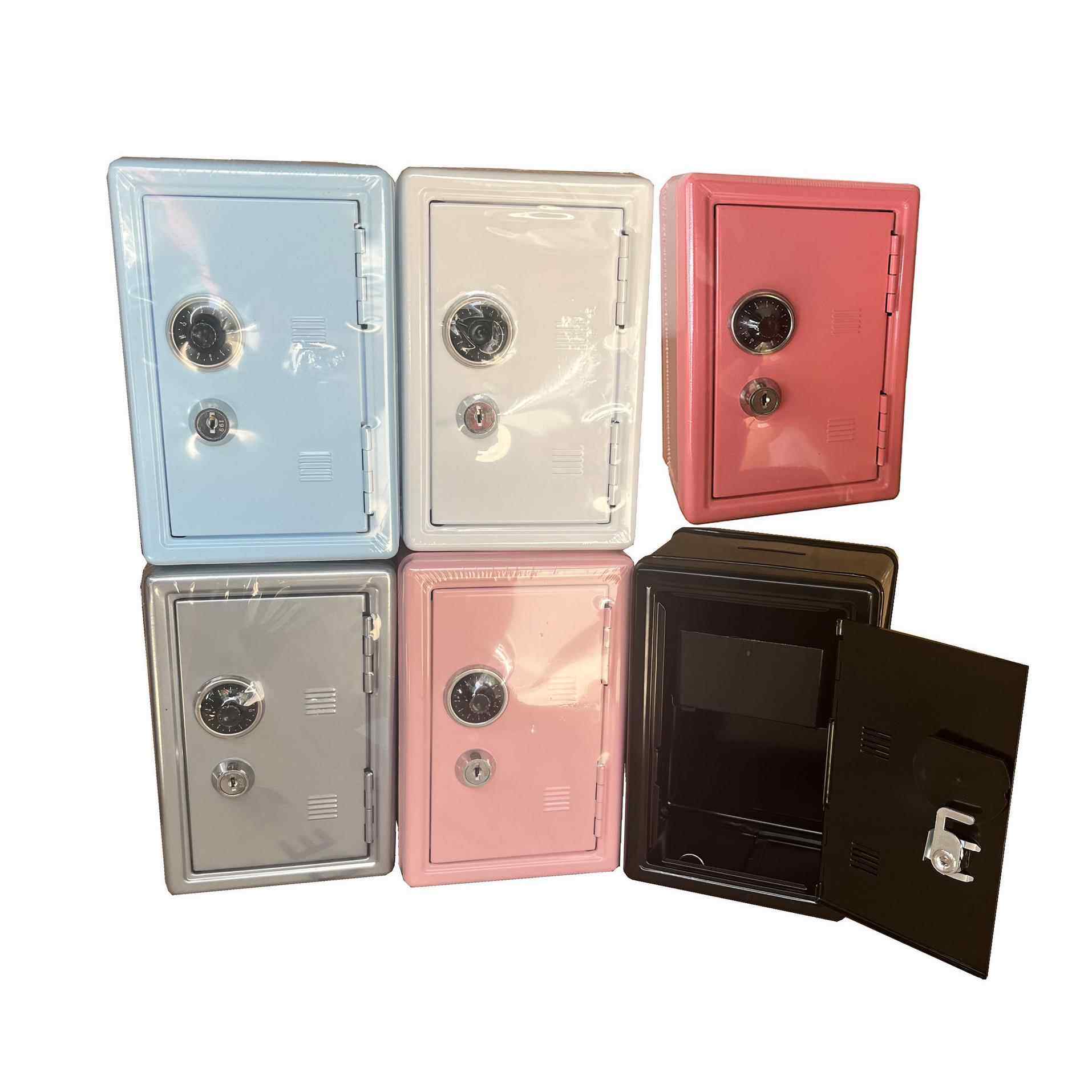 18全钢儿童储蓄罐投币保险箱微小型机械钥匙锁家用收银盒子保管箱