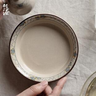 风手绘开片冰梅圆逸壶承干泡盘茶承陶瓷茶道储水盘茶托盘 梵汝日式