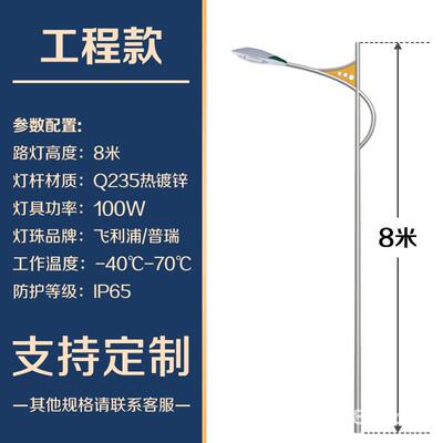 户外市政大功率led路灯8米9米120W海螺臂路灯 单臂路灯杆生产厂家