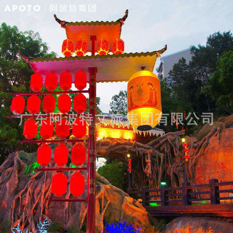 仿古古风灯笼古镇街道景区网红通道夜景装饰布置户外灯笼景观灯